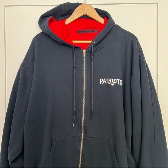 Dunbrooke Jacket Mens XL New England Patriots Blue Red Hooded Zip Cotton Blend - Picture 2 of 14
